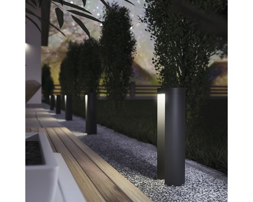 Osvětlená zahradní cesta s venkovními světly pro atmosférické prostředí.