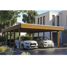 Přístřešek na auto SKAN HOLZ Friesland dvojitý 557 x 860 cm ořech vč. EPDM fólie