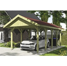 Přístřešek na auto SKAN HOLZ Wallgau 380 x 750 cm impregnovaný vč. šindelů