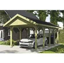 Přístřešek na auto SKAN HOLZ Wallgau 380 x 750 cm impregnovaný vč. šindelů