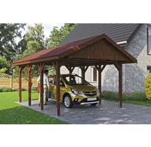 Přístřešek na auto SKAN HOLZ Wallgau 430 x 600 cm ořech vč. šindelů