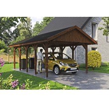 Přístřešek na auto SKAN HOLZ Wallgau 430 x 750 cm ořech vč. šindelů