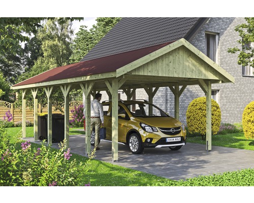 Přístřešek na auto SKAN HOLZ Wallgau 430 x 900 cm impregnovaný vč. šindelů