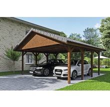Přístřešek na auto SKAN HOLZ Wallgau dvojitý 620 x 600 cm ořech
