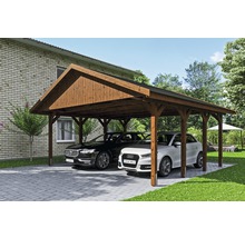 Přístřešek na auto SKAN HOLZ Wallgau 620 x 600 cm ořech vč. šindelů