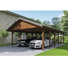 Přístřešek na auto SKAN HOLZ Wallgau dvojitý 620 x 900 cm ořech