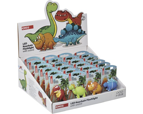 Displej s LED klíčenkami s motivem dinosaurů