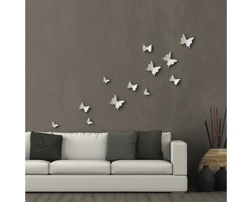 3D samoplepící dekorace 24001, Bílí motýli, 12 ks v balení , 3 velikosti