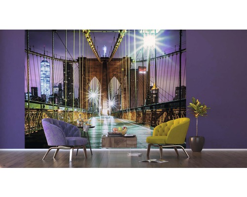 Obývací pokoj s fototapetou Brooklynského mostu