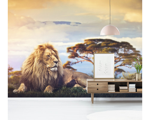 Nástěnná malba s motivem lva za obývacím pokojem
