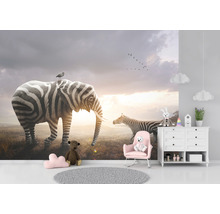 Fototapeta vliesová Slon a zebra 340x254 cm