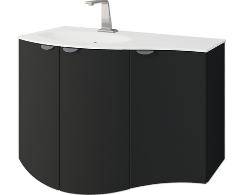 Umyvadlová skříňka se třemi dvířky a umyvadlem