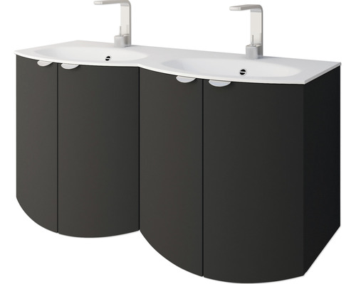 Dvojité umyvadlo se skříňkou a dvěma bateriemi