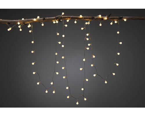 Dekorativní světelný řetěz s teplým bílým světlem připevněný k větvi