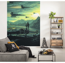 Dekorativní nástěnná malba s motivem Star Wars v obývacím pokoji