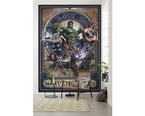 Nástěnná malba s motivy Avengers v obývacím pokoji