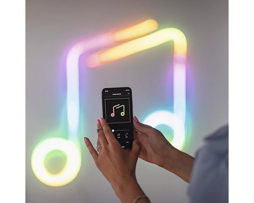 LED dekorace hudební noty ovládaná aplikací pro chytré telefony