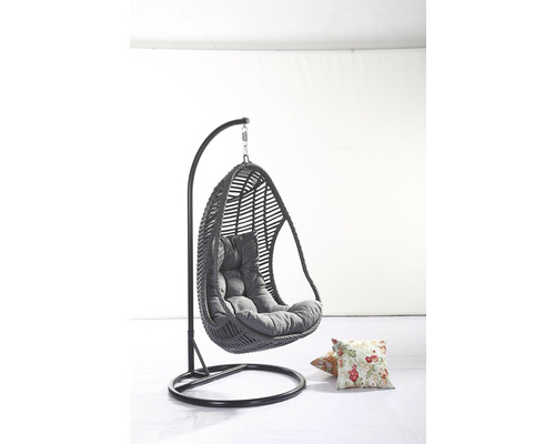 Závěsné křeslo s polštářem a kovovým rámem