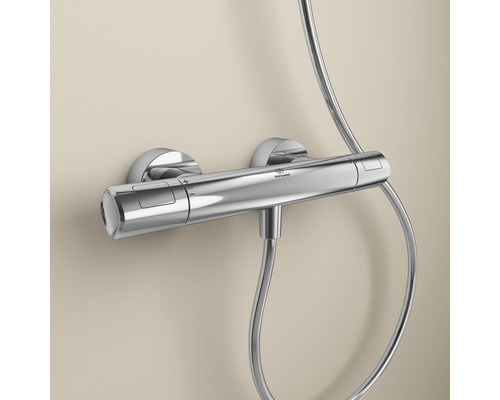 Nástěnná sprchová baterie z kovu s termostatem