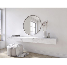 Kulaté zrcadlo do koupelny Round Line Ø 80 cm v hnědém rámu-thumb-4