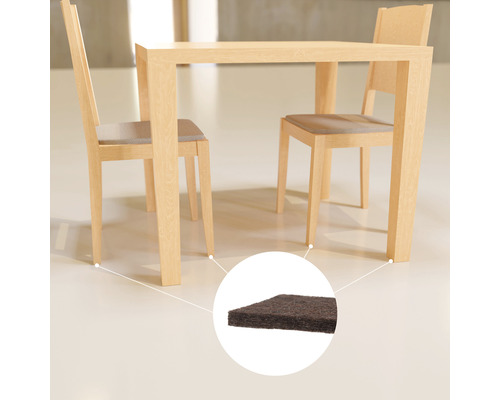 Stůl a židle s nábytkovými kluzáky pro ochranu podlahy