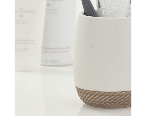 Keramický kelímek na zubní kartáčky s pletenou základnou