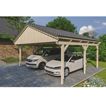 Přístřešek na auto SKAN HOLZ Fichtelberg dvojitý 618 x 566 cm přírodní