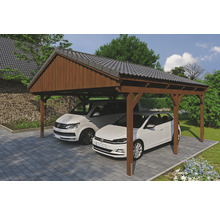 Přístřešek na auto SKAN HOLZ Fichtelberg dvojitý 618 x 566 cm ořech