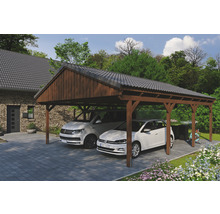 Přístřešek na auto SKAN HOLZ Fichtelberg dvojitý 618 x 808 cm ořech