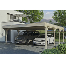 Přístřešek na auto SKAN HOLZ Grunewald dvojitý 622 x 796 cm přírodní