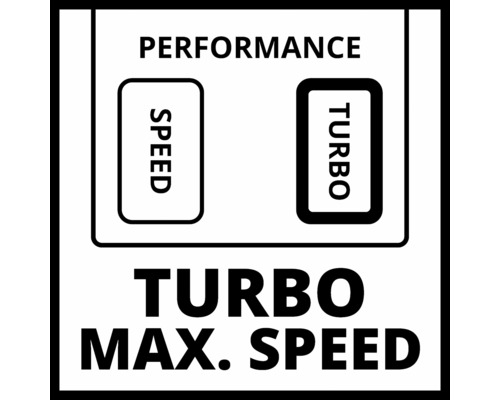 Symbol výkonu s funkcí rychlosti a turbo pro maximální rychlost