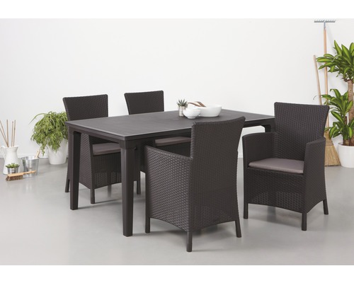 Zahradní stůl se židlemi z polyratanu pro venkovní použití