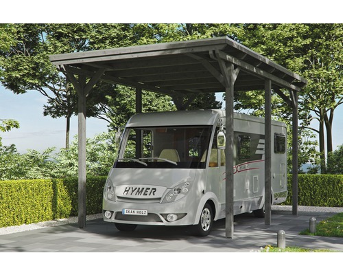 Přístřešek na auto SKAN HOLZ Emsland karavanový 404 x 604 cm břidlicově šedý Dřevěný přístřešek pro auto s obytným vozem