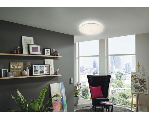 LED stropní svítidlo Briloner 24 W 1920 lm 3000-6000 K bílé s dálkovým ovládáním Obývací pokoj se stropním svítidlem a policemi