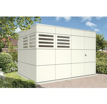 Zahradní domek s ventilačními prvky ve venkovním prostředí