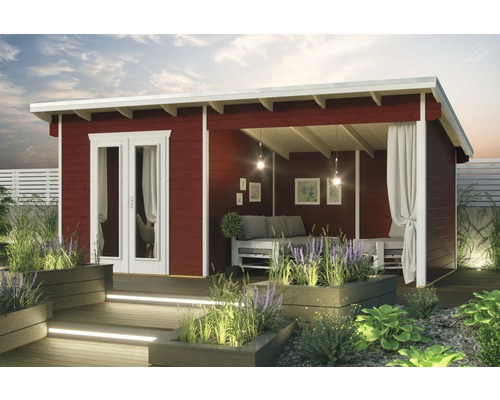 Dřevěný zahradní domek SKAN HOLZ Texel švédská červená 550 x 250 cm
