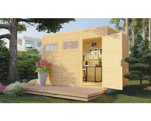 Dřevěný zahradní domek Cubo 3 přírodní 337 x 234 cm Dřevěný zahradní domek Cubo 3 přírodní 337 x 234 cm