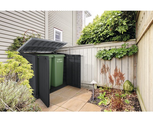 Kontejnerový box s 240litrovou popelnicí na zahradě