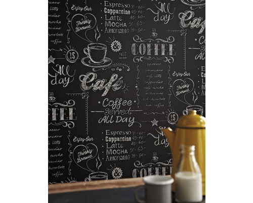Tapeta s křídovou kresbou motivu kavárny