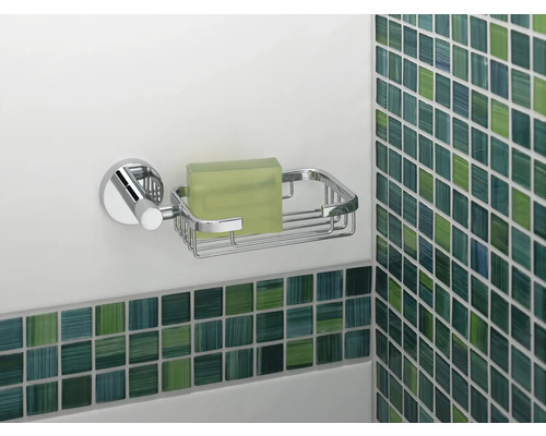 Kovová miska na mýdlo s mýdlem pro montáž na stěnu v koupelně