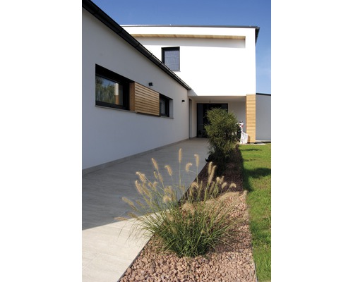 Exteriér moderního domu se zahradní cestou a osázením