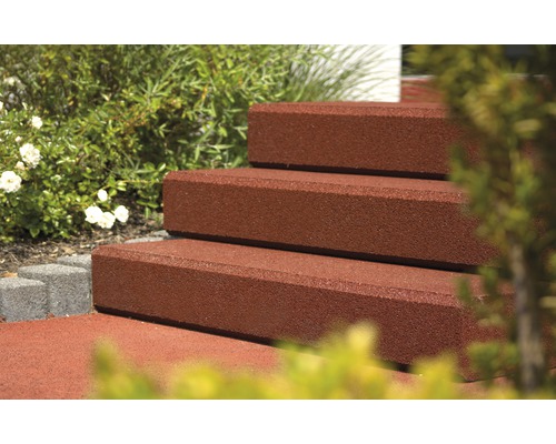 Pryžová obruba pískoviště Terrasoft 5 ks 100 × 30 × 15 cm – červená Venkovní schodiště se třemi stupni z gumového granulátu