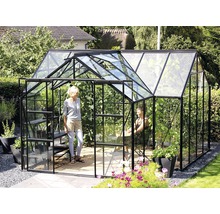 Skleník Vitavia Sirius skleněný 3 mm 383 x 383 cm černý vč. základového rámu