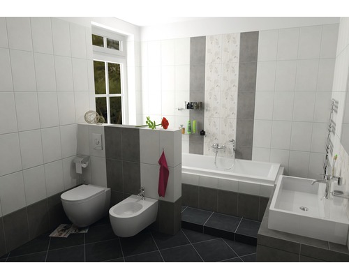 Moderní koupelna s toaletou, bidetem, vanou a umyvadlem