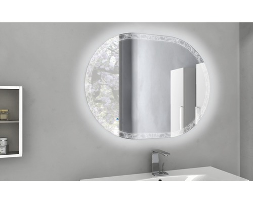 Osvětlené zrcadlo do koupelny se vzorem v koupelně