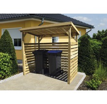 Dřevěný přístřešek na popelnice se dvěma popelnicemi