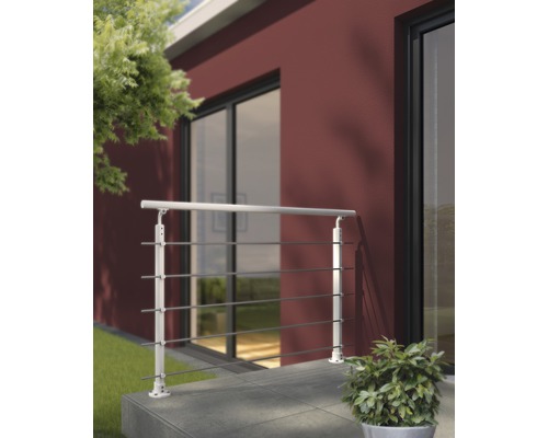 Terasa s nerezovým zábradlím a rostlinami