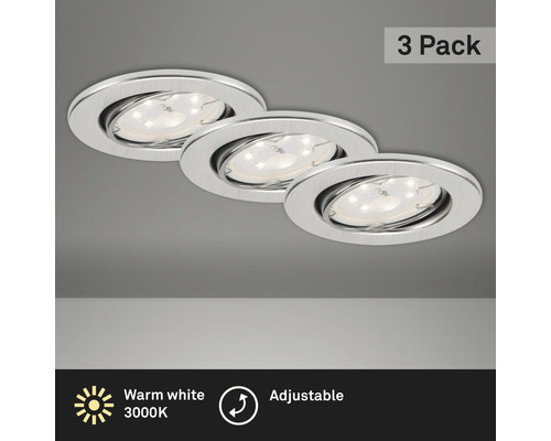 LED zápustné osvětlení IP23 3dílný 3x3W 3x250 lm 3000 K teplá bílá Ø 86/68 mm, set