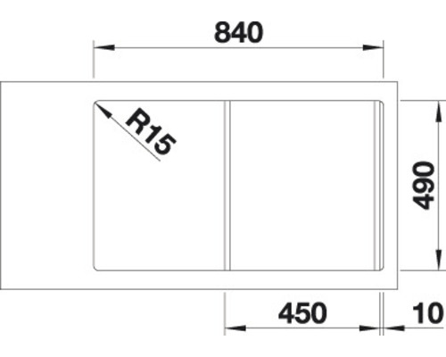 Nákres dřezu s rozměry