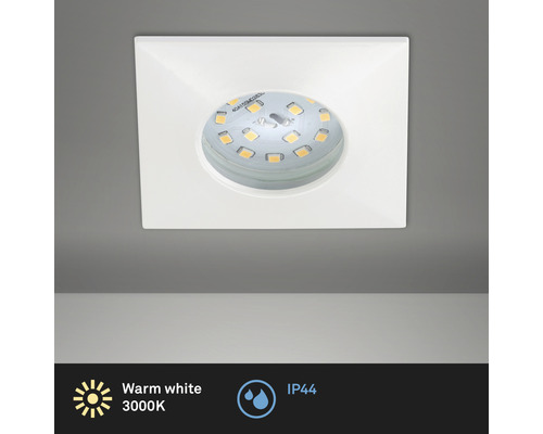 LED zápustné osvětlení IP44 1x5W 400 lm 3000 K teplá bílá hranaté plastové bílá Ø 75/60 mm